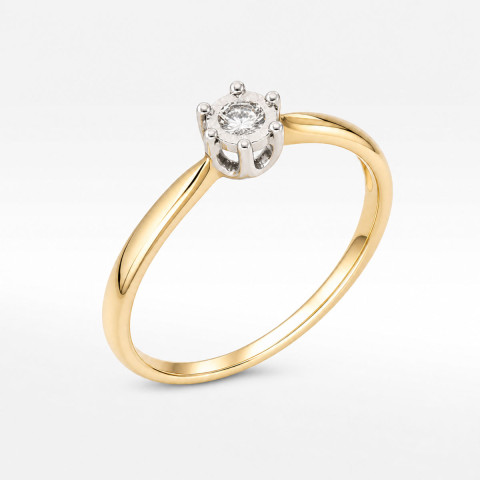 Pierścionek z żółtego złota z diamentem - próba 585 0,08CT
