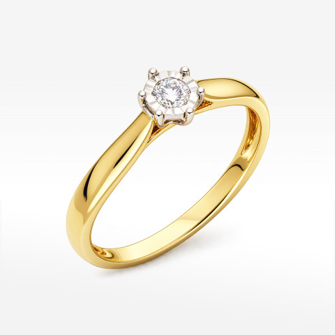 Pierścionek z żółtego złota z diamentem - próba 585 0,08CT