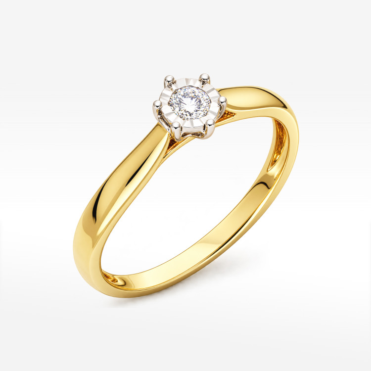 Pierścionek z żółtego złota z diamentem - próba 585 0,08CT