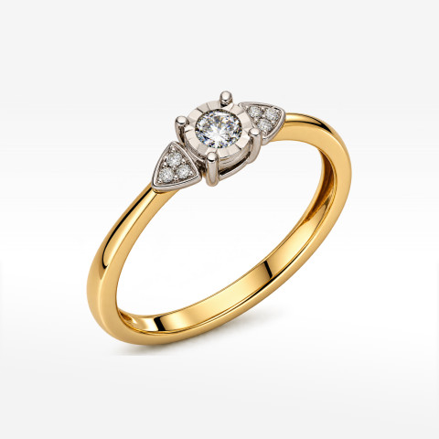 Pierścionek z żółtego złota z diamentami - próba 585 0,65CT