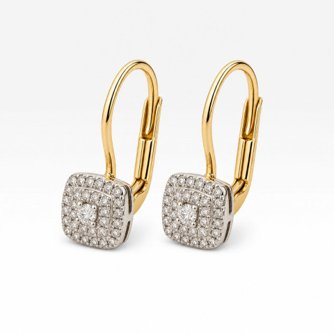 Kolczyki z żółtego złota z diamentami - próba 585 0,21CT