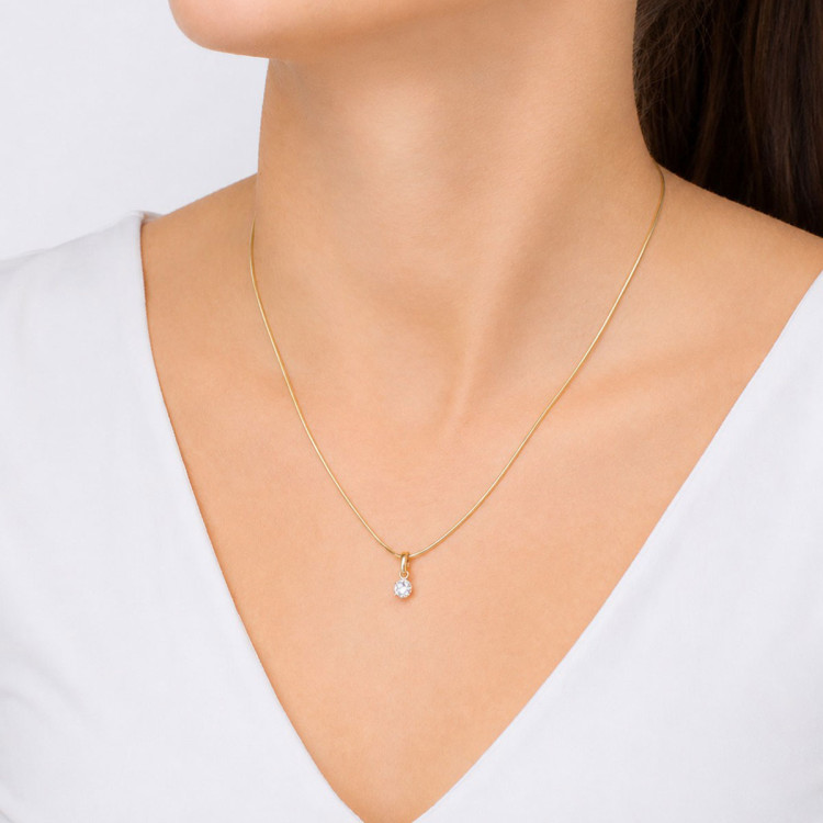 Zawieszka z żółtego złota z diamentem laboratoryjnym - próba 585 0,29CT
