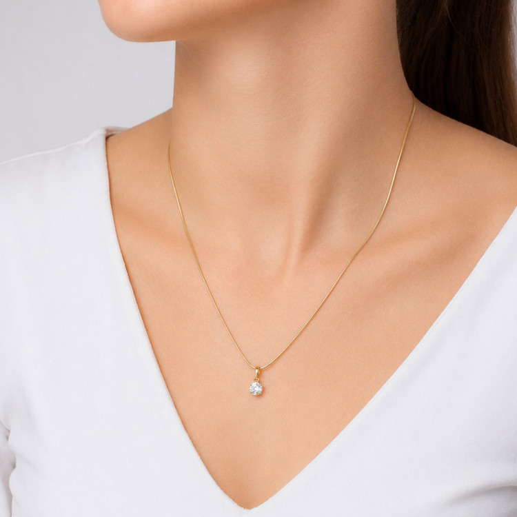 Zawieszka z żółtego złota z diamentem laboratoryjnym - próba 585 0,51CT