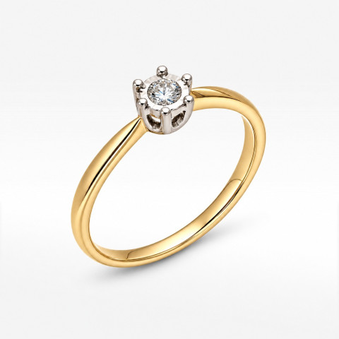 Pierścionek z żółtego złota z diamentem - próba 585 0,08CT