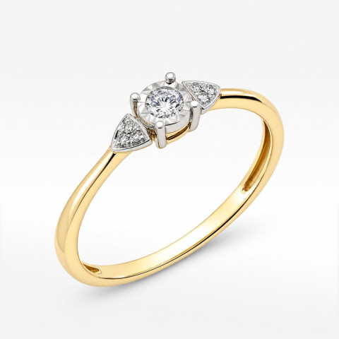 Pierścionek z żółtego złota z diamentami - próba 585 0,65CT