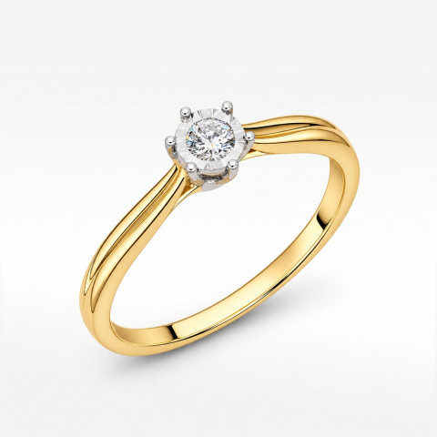 Pierścionek z żółtego złota z diamentem - próba 585 0,09CT