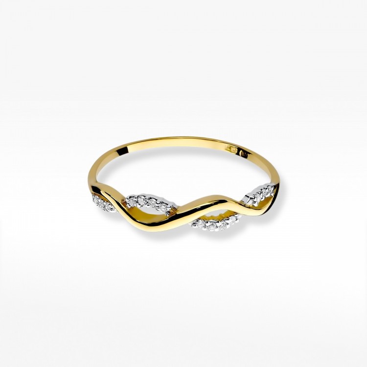 Pierścionek z żółtego złota z diamentami  - próba 585 0,07CT PV-297A
