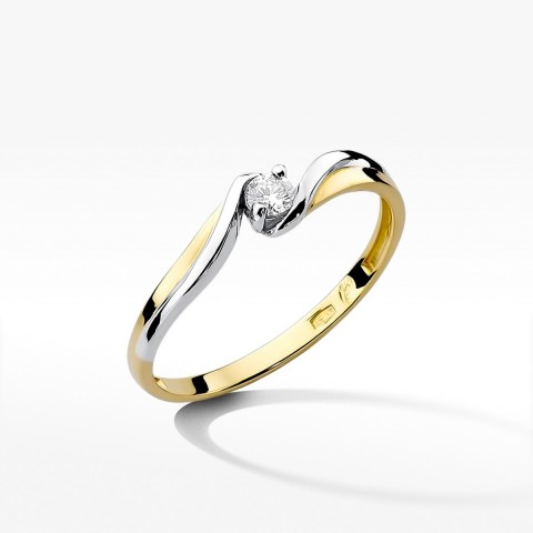 Pierścionek z żółtego złota z diamentem - próba 585 0,10CT W-211A 0.10ct