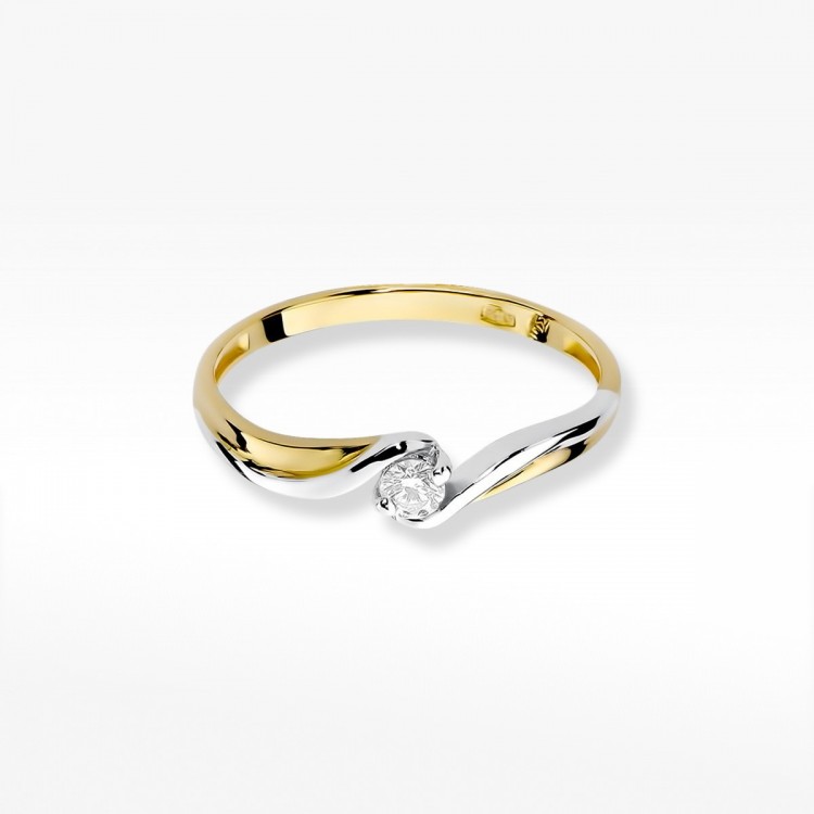 Pierścionek z żółtego złota z diamentem - próba 585 0,10CT W-211A 0.10ct