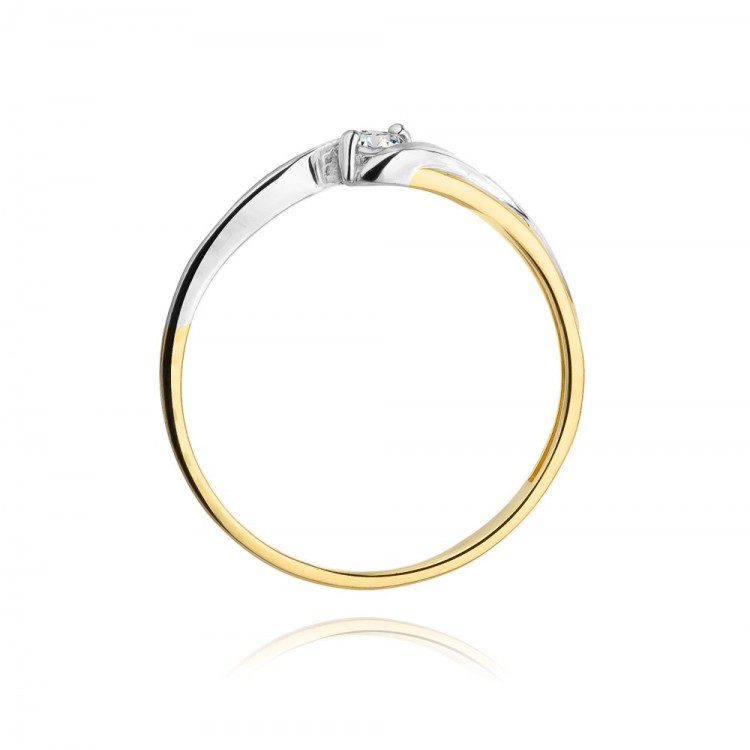 Pierścionek z żółtego złota z diamentem - próba 585 0,10CT W-211A 0.10ct