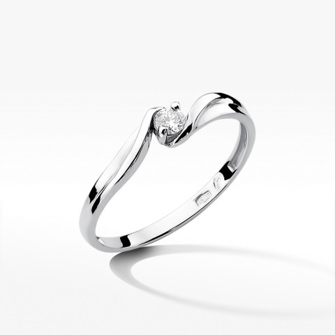 Pierścionek z białego złota z diamentem - próba 585 0,10CT W-211B 0.10ct