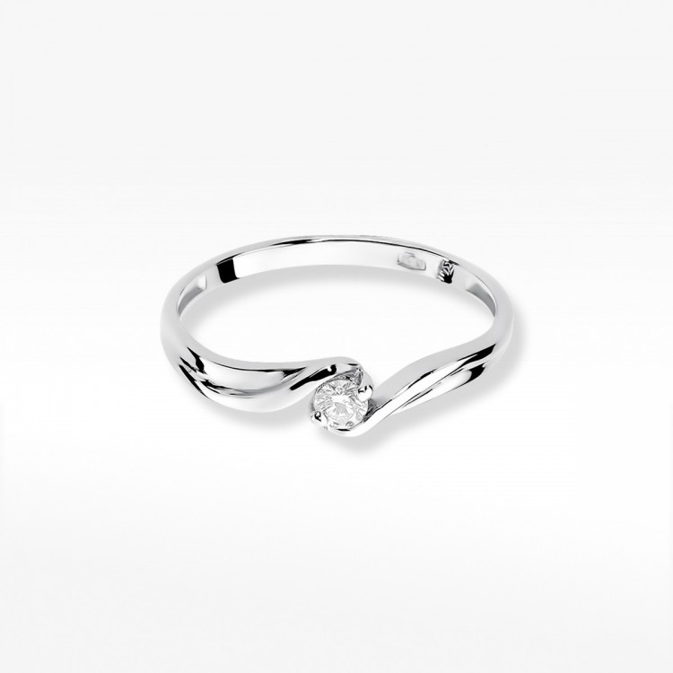 Pierścionek z białego złota z diamentem - próba 585 0,10CT W-211B 0.10ct