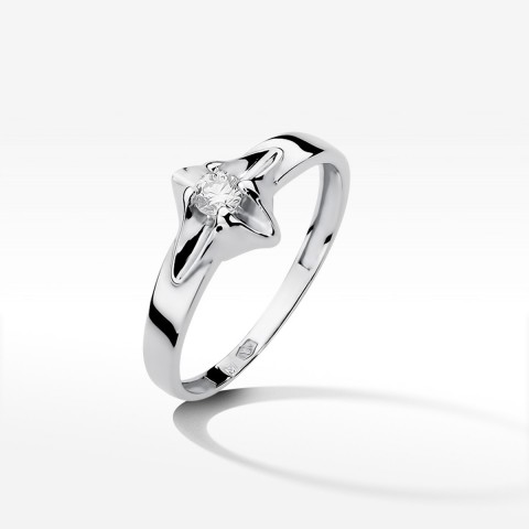 Pierścionek z białego złota z diamentem - próba 585 0,12CT W-155B 0.12ct