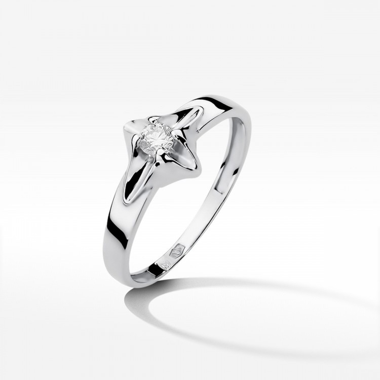 Pierścionek z białego złota z diamentem - próba 585 0,12CT W-155B 0.12ct