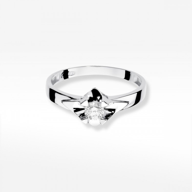 Pierścionek z białego złota z diamentem - próba 585 0,12CT W-155B 0.12ct