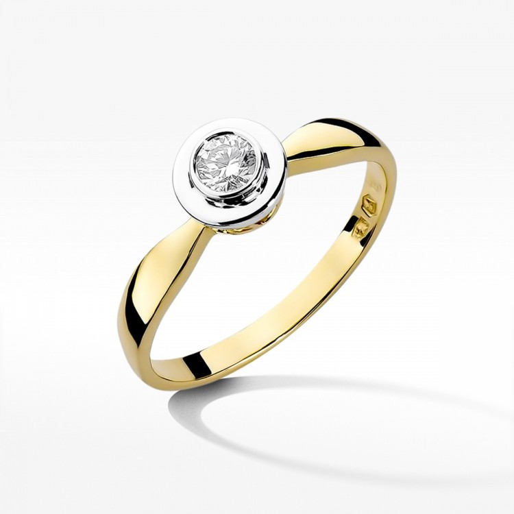 Pierścionek z żółtego złota z diamentem - próba 585 0,30CT W-294A 0.30ct