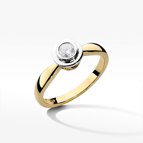 Pierścionek z żółtego złota z diamentem - próba 585 0,20CT W-294A 0.20ct
