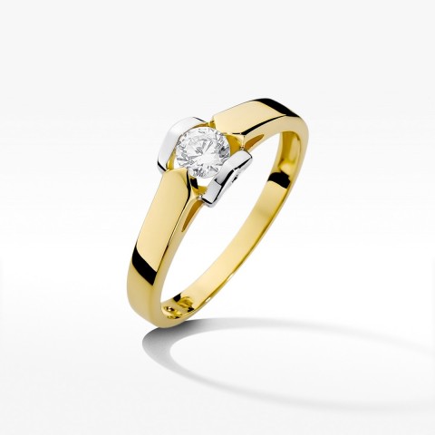 Pierścionek z żółtego złota z diamentem - próba 585 0,30CT W-320A 0.30ct