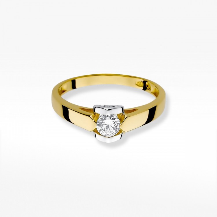 Pierścionek z żółtego złota z diamentem - próba 585 0,30CT W-320A 0.30ct