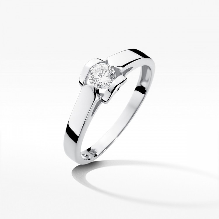 Pierścionek z białego złota z diamentem - próba 585 0,30CT W-320B 0.30ct