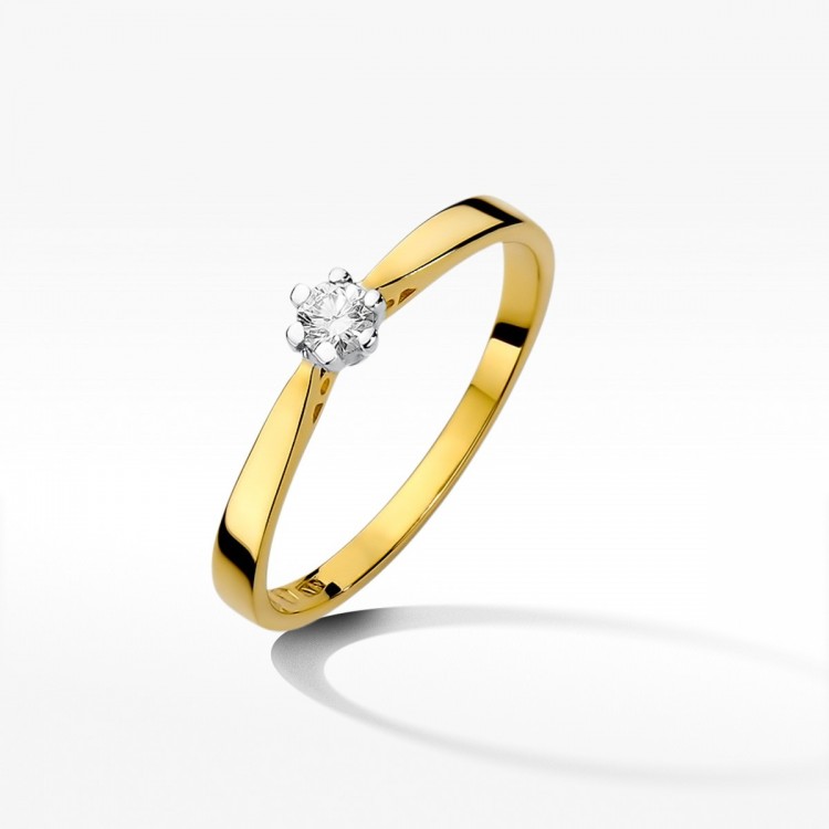 Pierścionek z żółtego złota z diamentem - próba 585 0,10CT W-229A 0.10ct