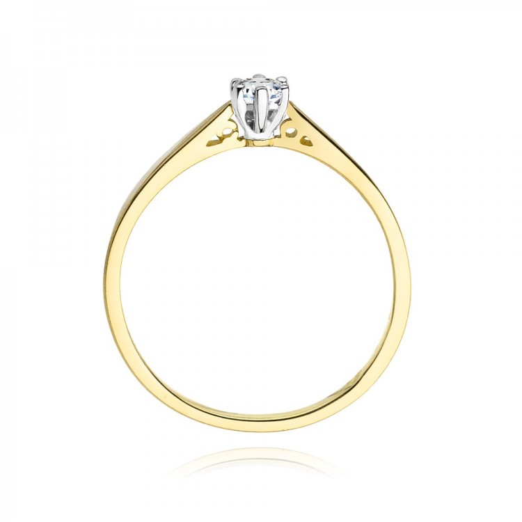 Pierścionek z żółtego złota z diamentem - próba 585 0,10CT W-229A 0.10ct