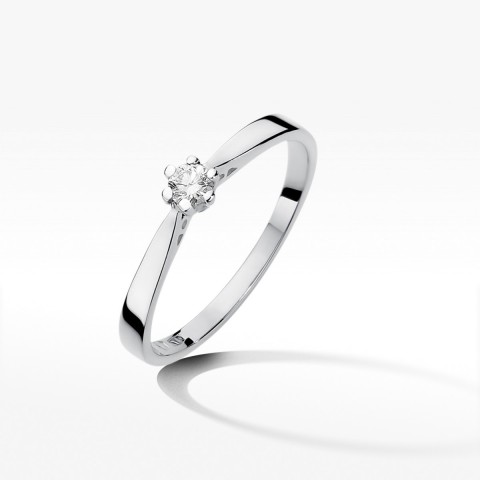 Pierścionek z białego złota z diamentem - próba 585 0,10CT W-229B 0.10ct