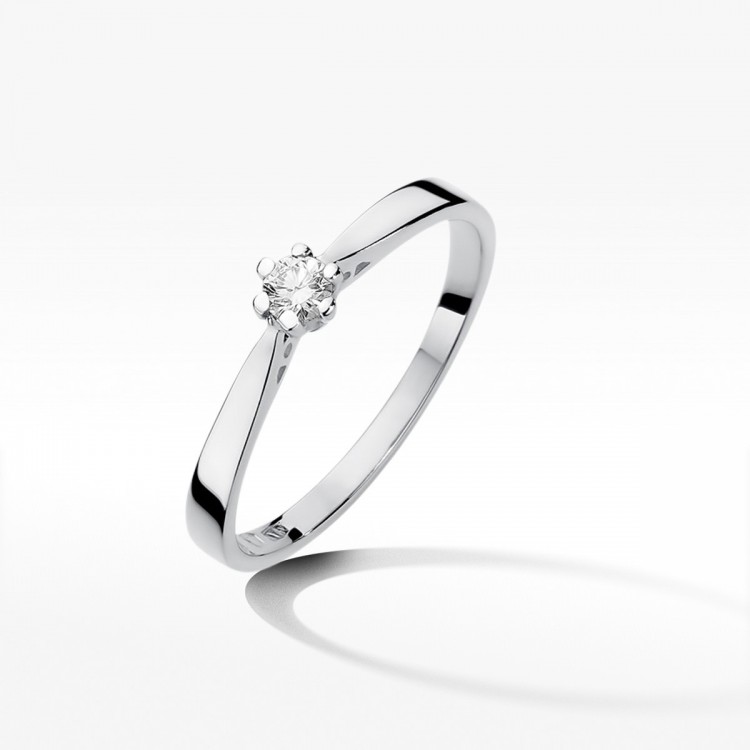 Pierścionek z białego złota z diamentem - próba 585 0,10CT W-229B 0.10ct