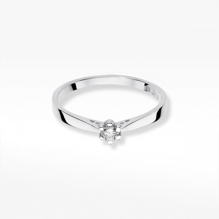 Pierścionek z białego złota z diamentem - próba 585 0,10CT W-229B 0.10ct