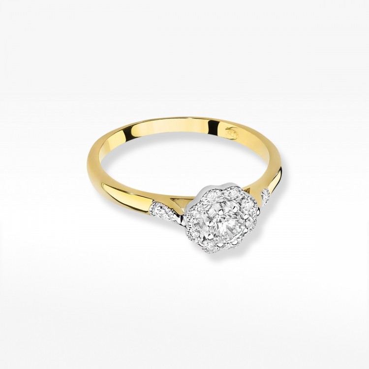 Pierścionek z żółtego złota z diamentami  - próba 585 0,28CT W-434A