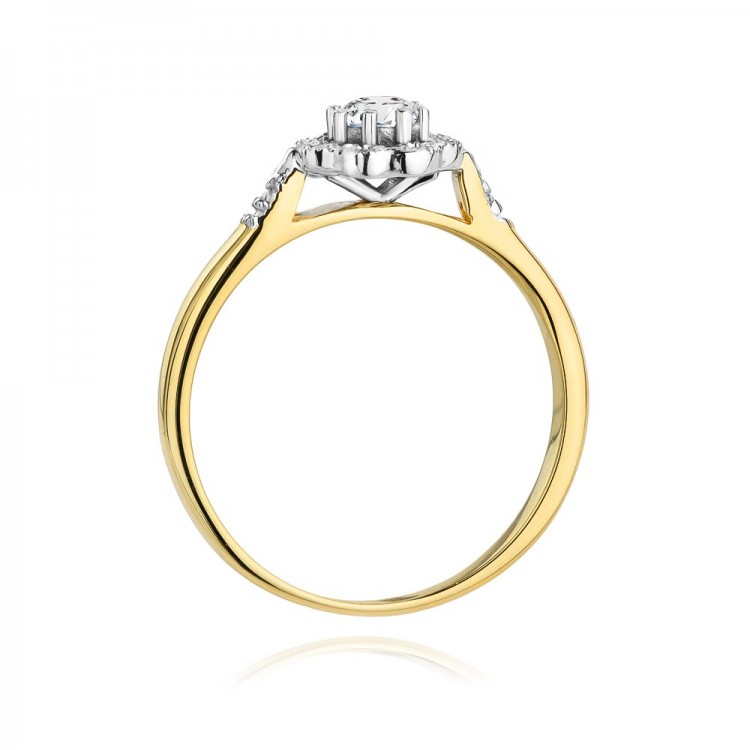Pierścionek z żółtego złota z diamentami  - próba 585 0,28CT W-434A