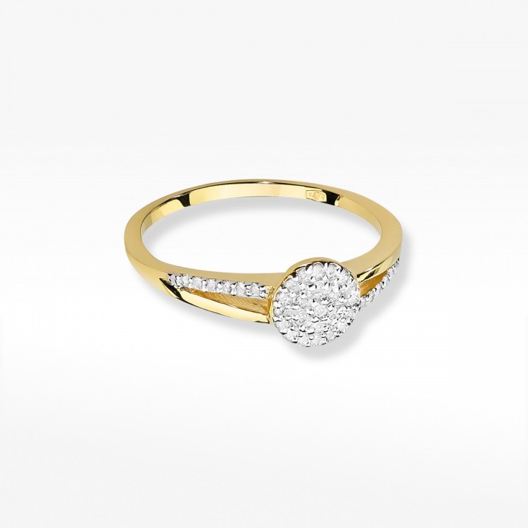Pierścionek z żółtego złota z diamentami  - próba 585 0,18CT W-437A