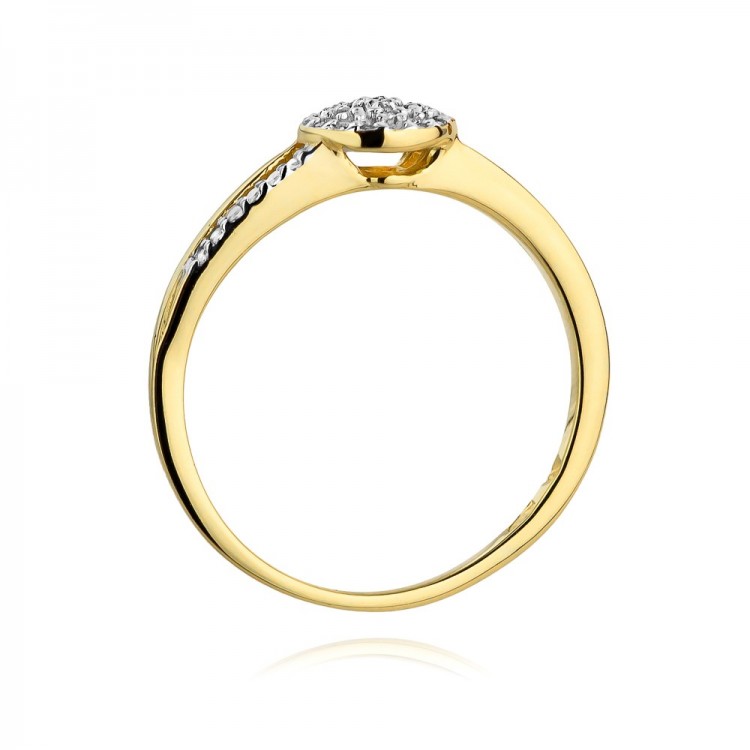 Pierścionek z żółtego złota z diamentami  - próba 585 0,18CT W-437A