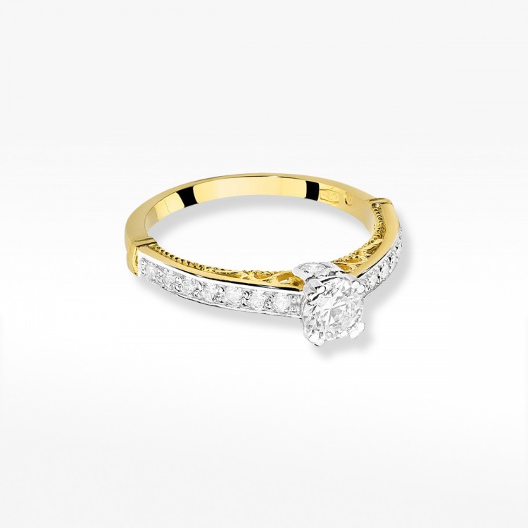 Pierścionek z żółtego złota z diamentami  - próba 585 0,56CT W-439A