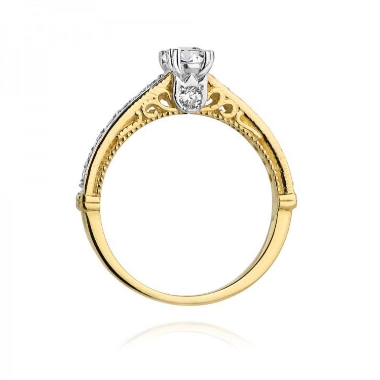 Pierścionek z żółtego złota z diamentami  - próba 585 0,56CT W-439A