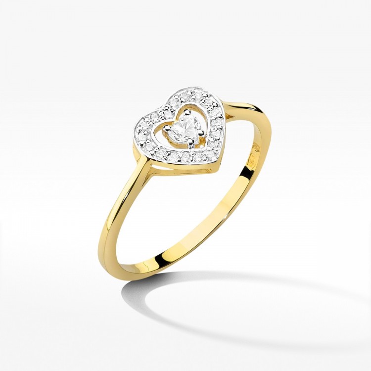 Pierścionek z żółtego złota z diamentami  - próba 585 0,19CT W-442A 0.19ct