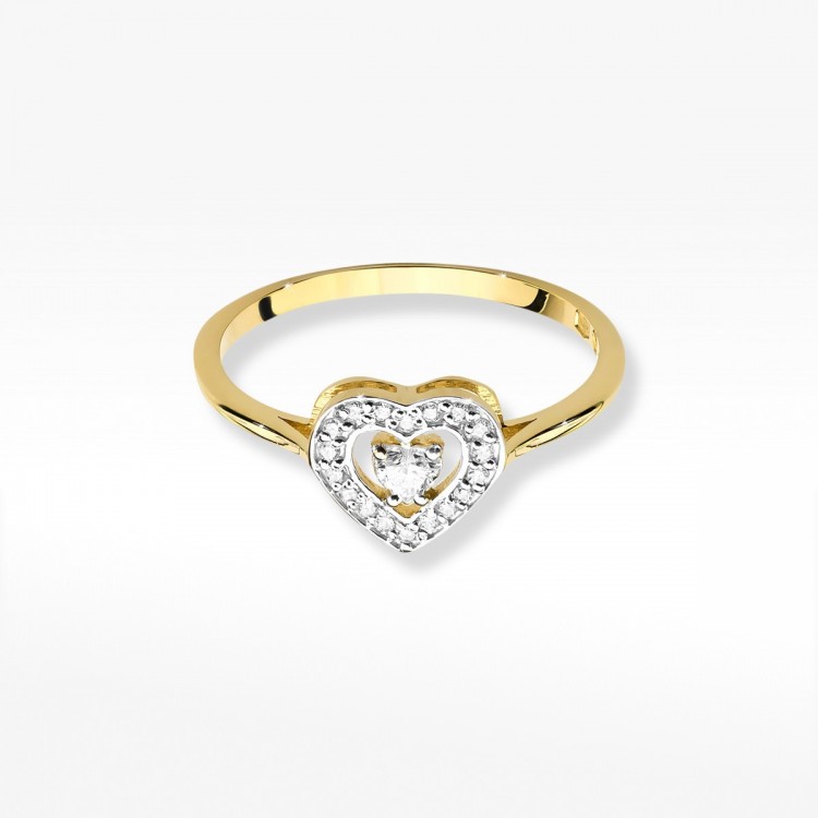 Pierścionek z żółtego złota z diamentami  - próba 585 0,19CT W-442A 0.19ct