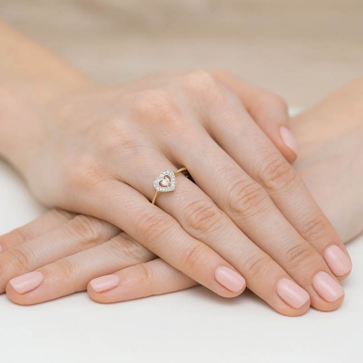 Pierścionek z żółtego złota z diamentami  - próba 585 0,19CT W-442A 0.19ct