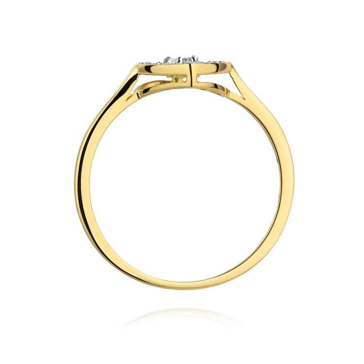 Pierścionek z żółtego złota z diamentami  - próba 585 0,19CT W-442A 0.19ct
