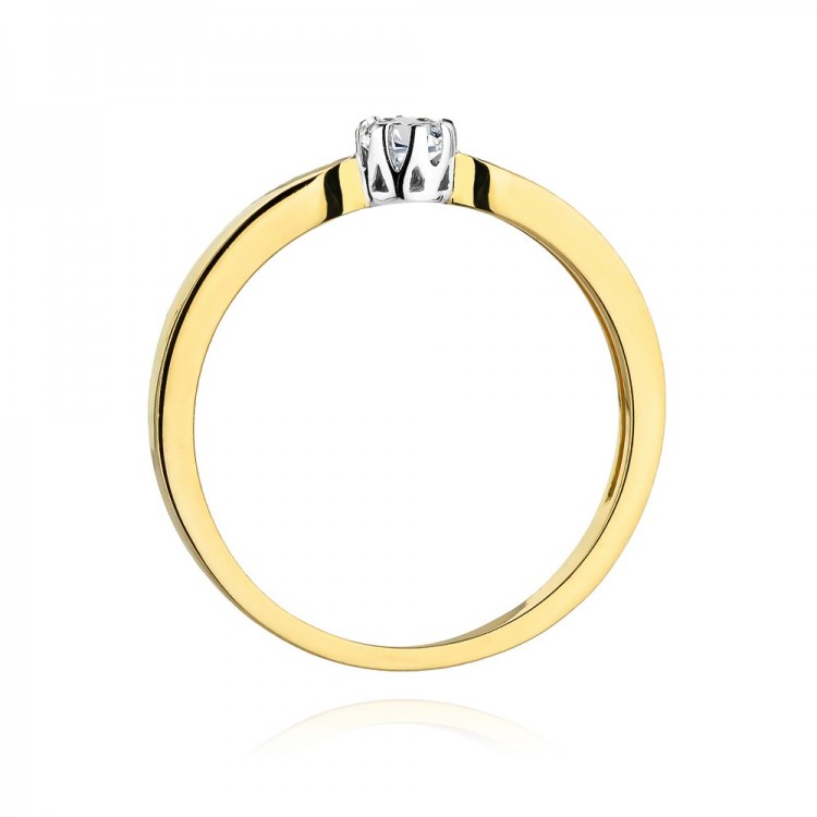 Pierścionek z żółtego złota z diamentem - próba 585 0,15CT W-450A 0.15ct