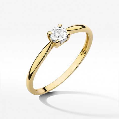 Pierścionek z żółtego złota z diamentem - próba 585 0,08CT W-461A 0.08ct