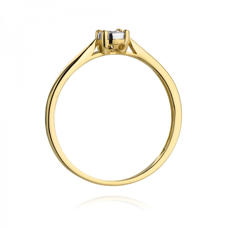 Pierścionek z żółtego złota z diamentem - próba 585 0,08CT W-461A 0.08ct