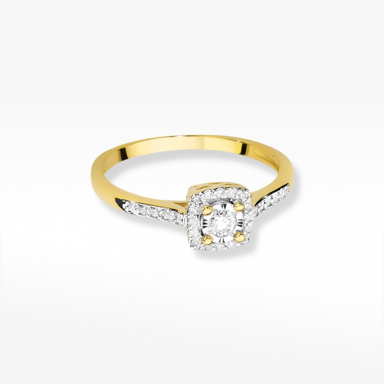 Pierścionek z żółtego złota z diamentami  - próba 585 0,21CT W-462A