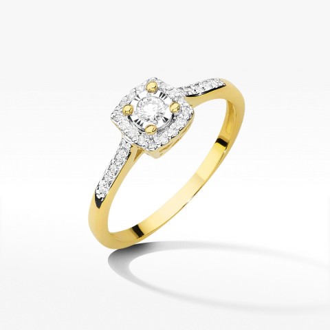 Pierścionek z żółtego złota z diamentami  - próba 585 0,21CT W-462A