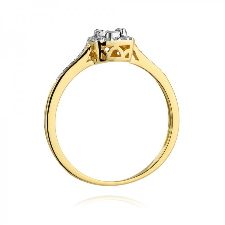 Pierścionek z żółtego złota z diamentami  - próba 585 0,21CT W-462A