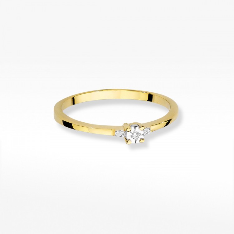 Pierścionek z żółtego złota z diamentami  - próba 585 0,02CT W-464A