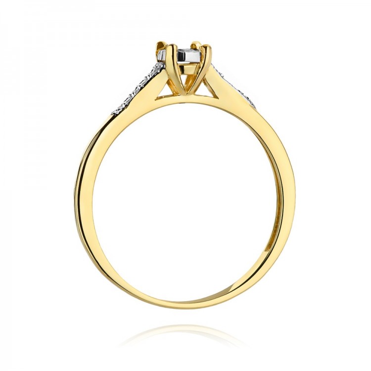 Pierścionek z żółtego złota z diamentami  - próba 585 0,11CT W-466A