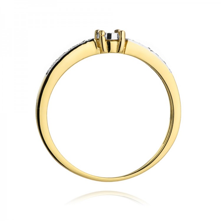 Pierścionek z żółtego złota z diamentami  - próba 585 0,07CT W-467A