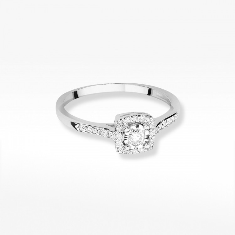 Pierścionek z białego złota z diamentami  - próba 585 0,21CT W-462B
