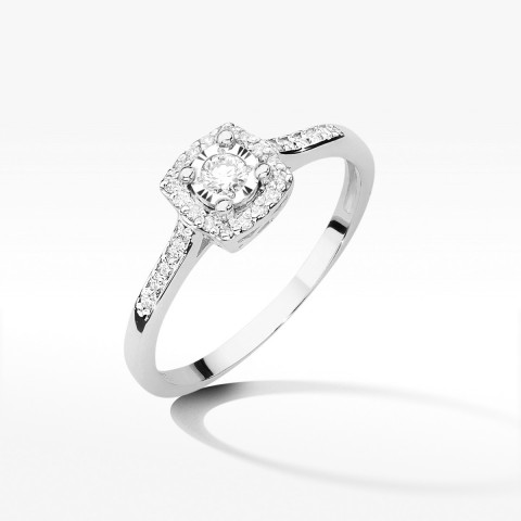 Pierścionek z białego złota z diamentami  - próba 585 0,21CT W-462B